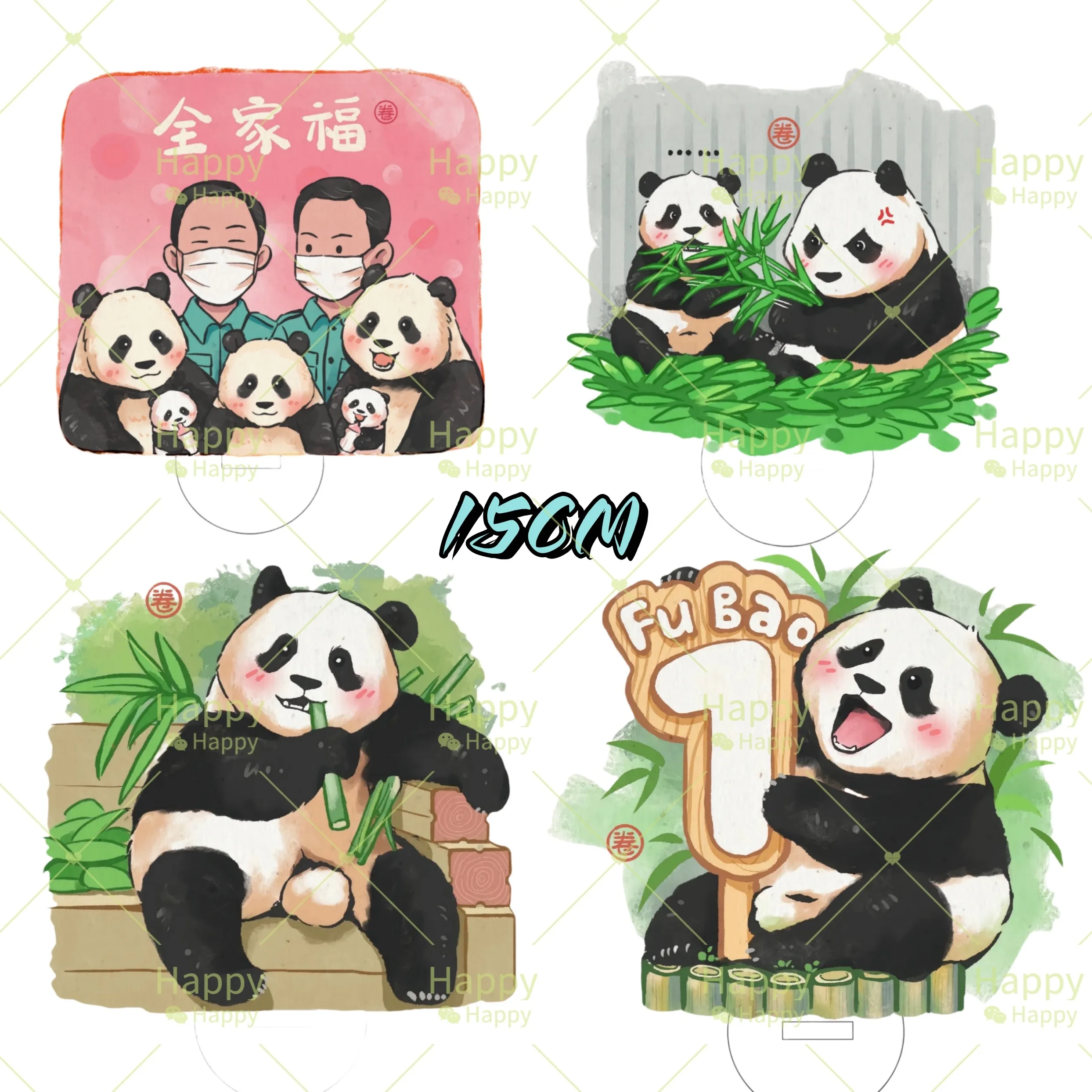 

Cute Panda Acrylic Fubao Animals Earphone Schoolbag Acrylic Diy Accessories Korean Ins tabletop decoration 15CM