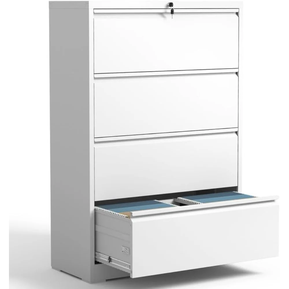 

Lateral File Cabinet with Lock, Metal File Cabinets for Home Office Legal/Letter A4 Size, File Cabinet with 4 Drawer Storage