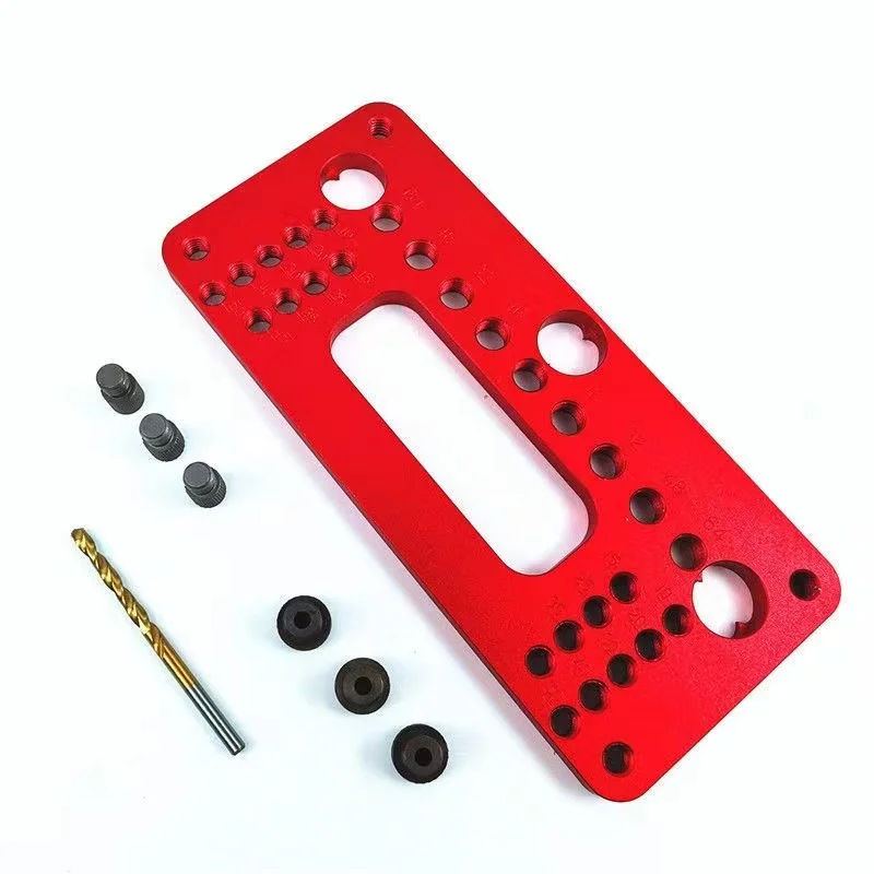 

Woodworking Wood Door Handle Locator Puncher for Wardrobe Door Cabinet Positioner Drill Guide Sleeve Aluminum Alloy Pocket Jig