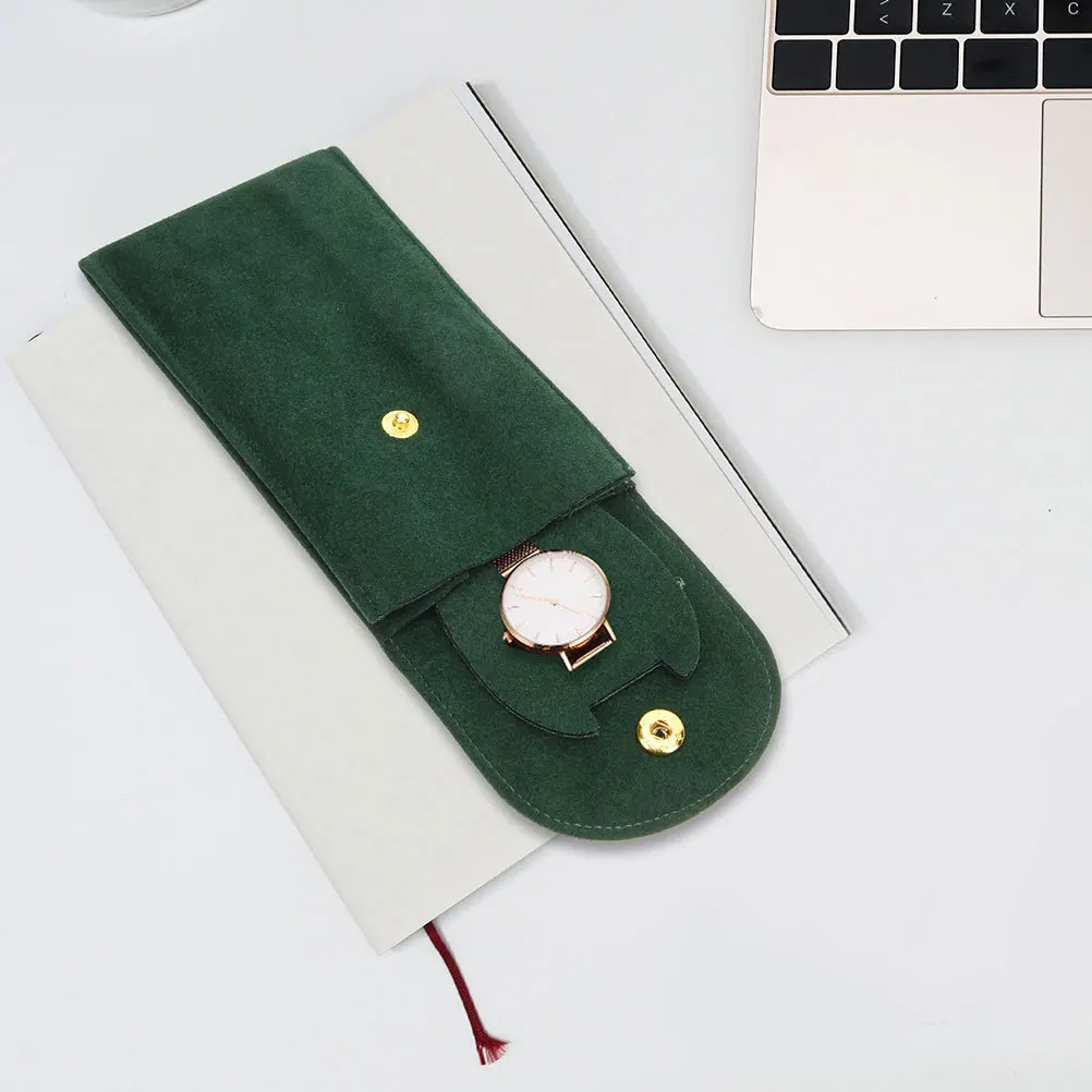

2Pcs Watch Storage Bags Portable Travel Organizer Pouch Buckle Closure Travel Watch Cases Scratch Suitable for All