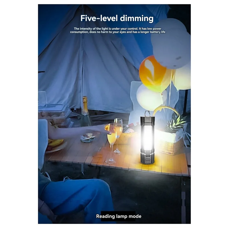 【Favorito do Shopper!】 3000MAH Lanterna de luz de trabalho portátil Luz de acampamento Luz de reparo ajustável Luz de advertência recarregável USB