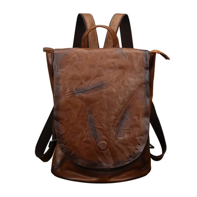 

Nesitu Highend A4 Vintage Black Brown Coffee Top Grain Genuine Leather Daily Women's Backpack Cowhide Travel Bag Female M8703