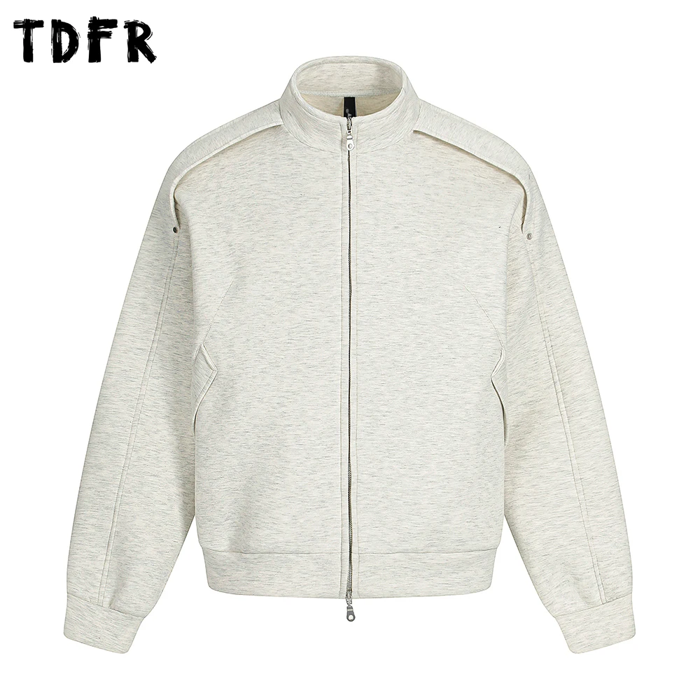 

Solid Color Spliced Sweatshirts Mens Autumn Simple Casual Loose Stand Collar Raglan Long Sleeve Outerwear Men