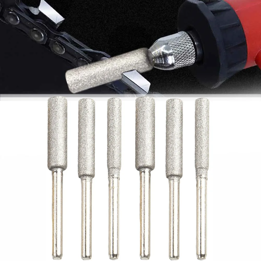 6pc Chain Saw Sharpeners 4 4.8mm 5.5mm Burr Chain Saw Sharpener Stone File Chain Saw Sharpening Carving Metal Grinding Polishing