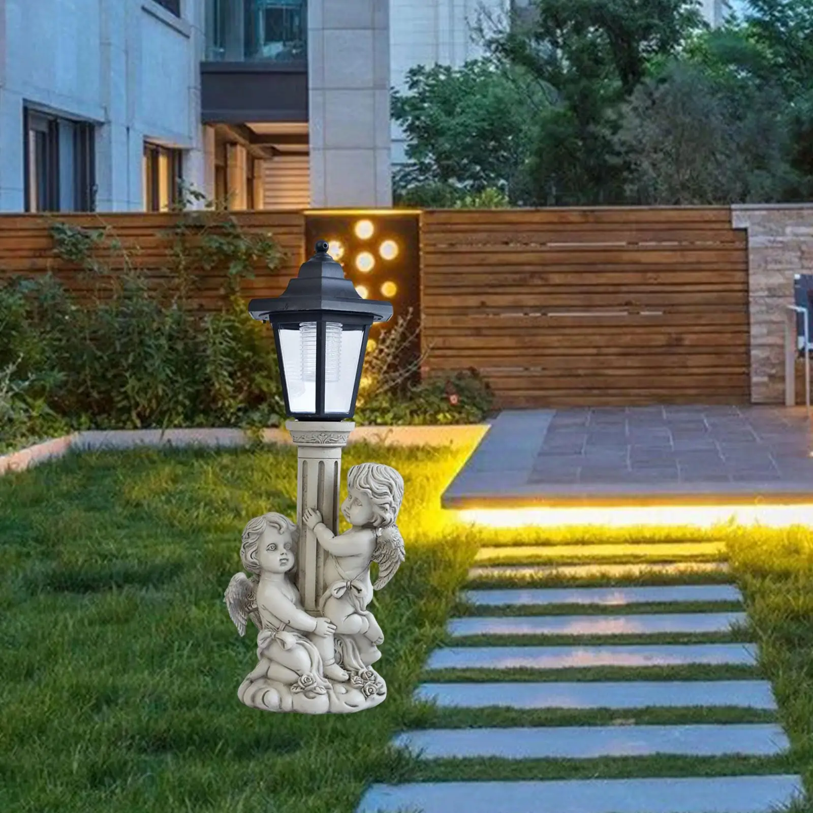 

Garden Child Statue Solar Post Lamp Solar Powered Cute for Stairs Pool Decor Outdoor Decoration Yard Decoration Waterproof