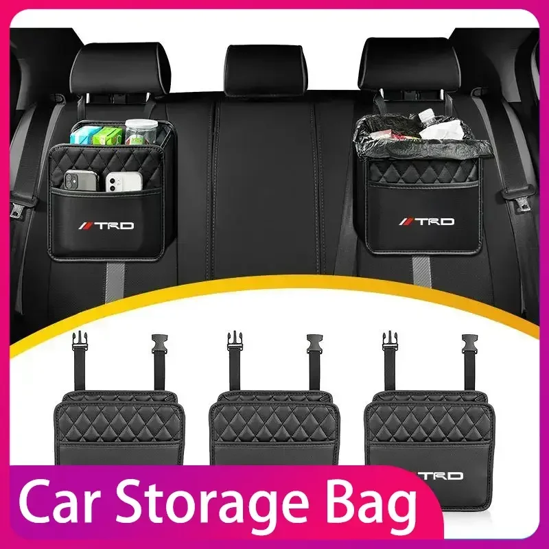 

Car Backseat Multifunction Leather Hanging Storage Bag Interior Accessories For Toyota TRD Logo Corolla Chr Avensis Yaris Camry