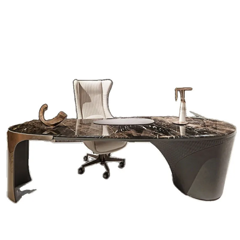 Light luxury desk marble desktop study high-end computer desk with drawers desk