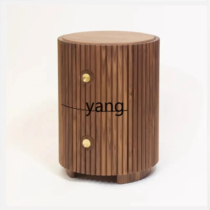 XYY retro solid wood bedroom bedside table storage cabinet creative marble line locker