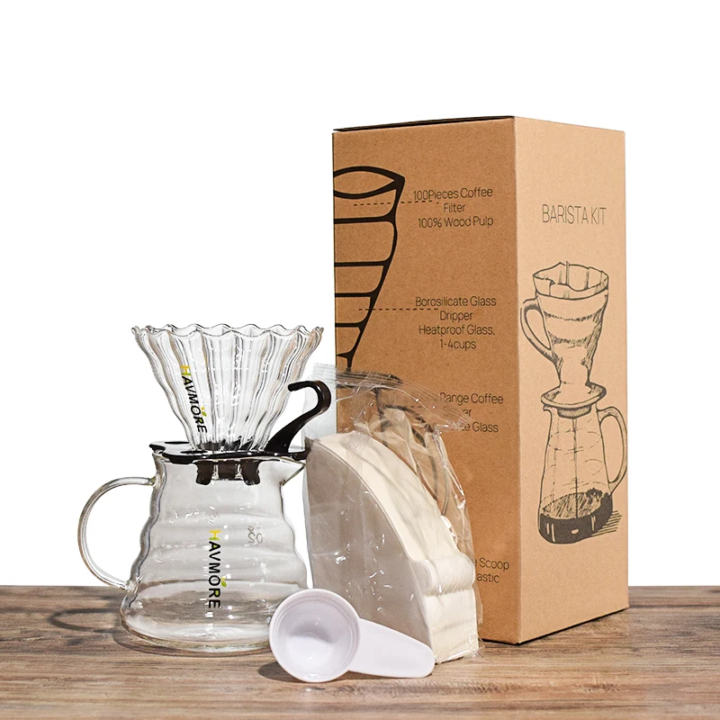 Household All in One Pour Over Barista Coffee Server Dripper Paper Filters Set Maker coffee accessories barista