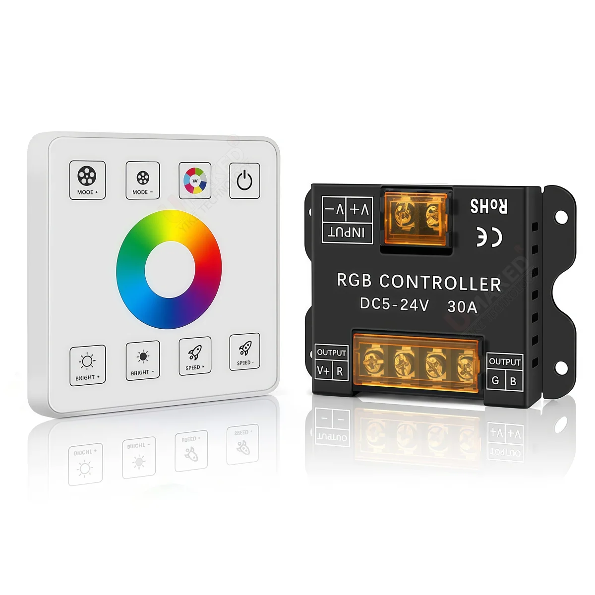 1set RGB Controller 5-24V DC 30A Wireless RF Touch Dimming Switch 10A 86 Panel Dimmer Remote for Single CCT 5050 LED Strip Light