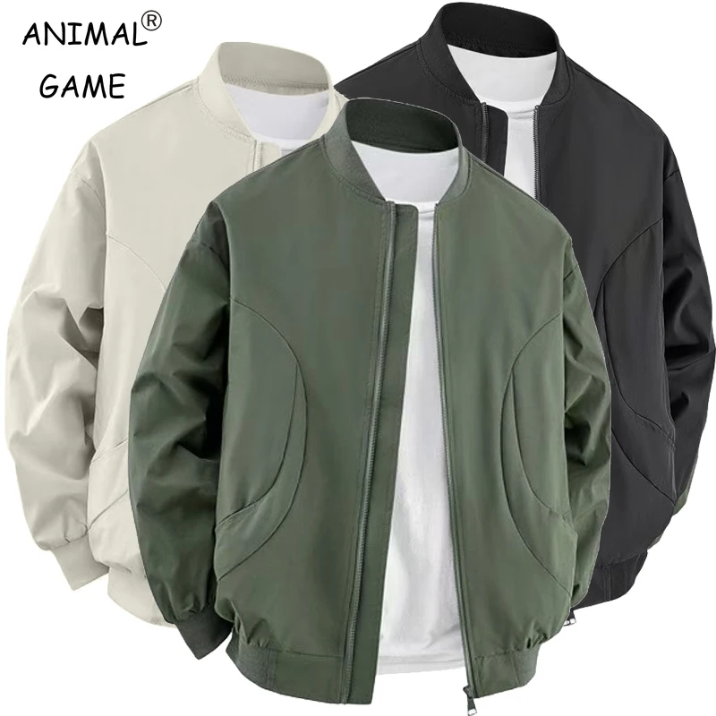 Men's Bomber Jacket Fashion Stylish Lightweight Windbreaker Spring Fall Casual Jackets for Men Outdoor Mens Coats