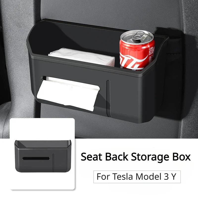 Seat Backrest Trash Can for Tesla Model 3 Y Seat Back Storage Box Tissue Storage Box Water Cup Holder Car Interior Accessories