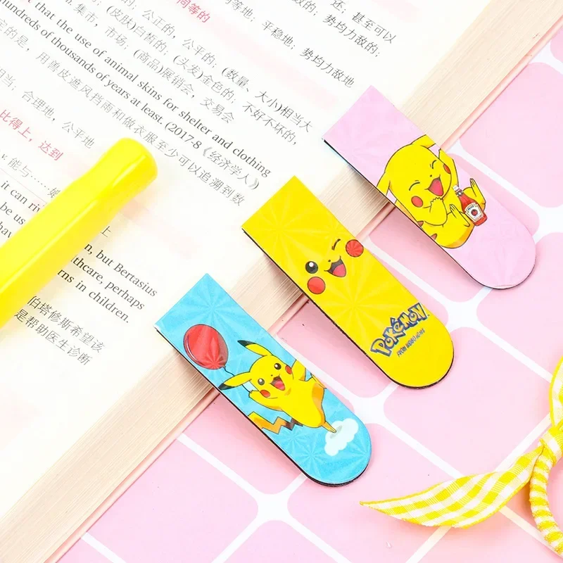 Pokémon Magnetic Bookmark Kawaii Cartoon Lightning Mouse Student Soft Double-sided Magnet Book Holder Learning Gift for Children