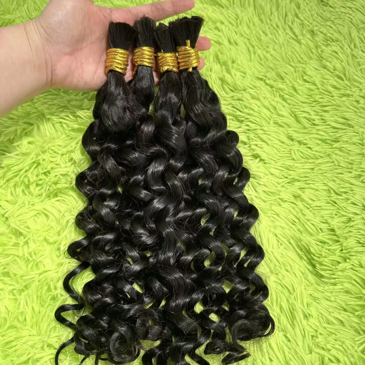 100%天然黒人バージンヘア、ボヘミアンブレイズエクステ用バルク、30インチディープウェーブカーリーヘアバンドル、ウォーターウェーブ、ノーウェフトヘア