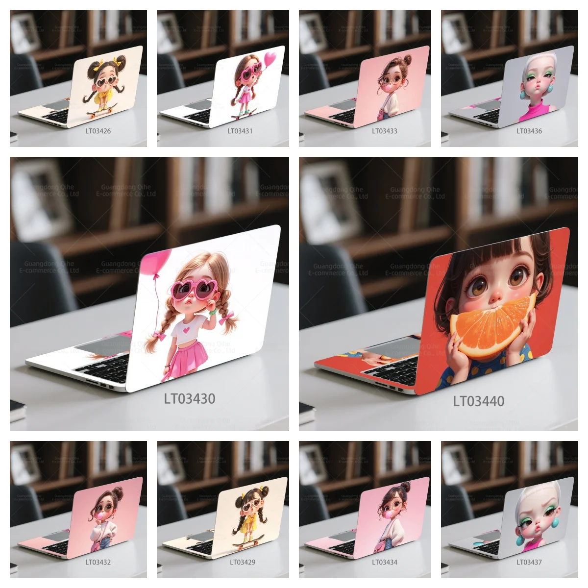 

2 Pcs Hot Laptop Stickers Adorable Cartoon Girl Christmas Gift for Home Decor PVC Adhesive Removable Notebook Aesthetic Decal