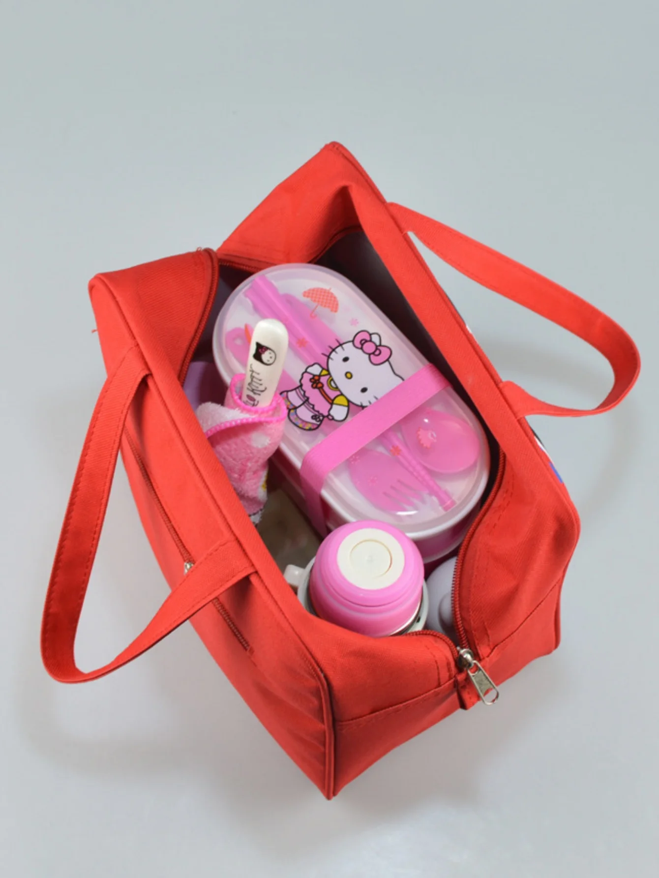 1 قطعة مرحبا معزول كيتي حقيبة الغداء لطيف سميكة مقاوم للماء حمل علب الاغذية الكرتون بينتو حقيبة مع العزل الحراري