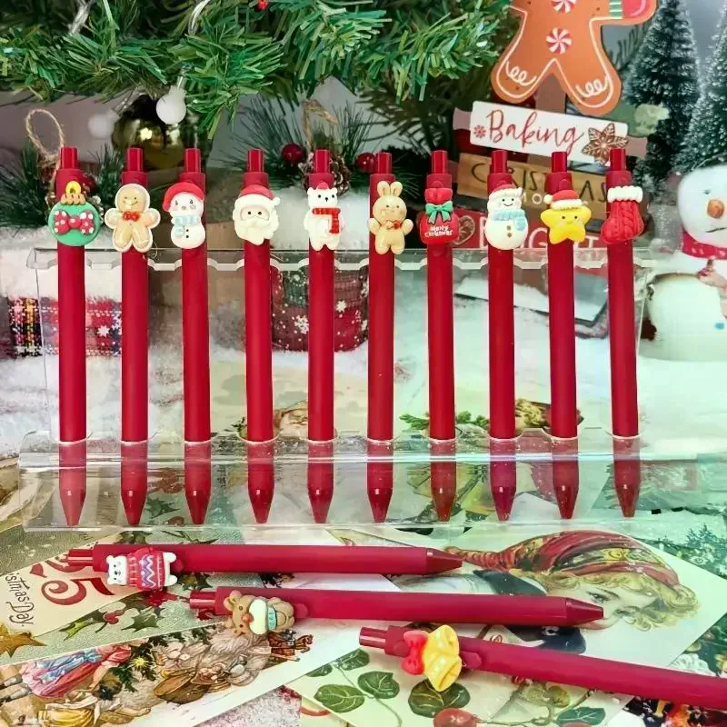 

5 шт., рождественская гелевая ручка, студенческие призы, мультяшная рождественская елка, Санта-Клаус, снеговик, гелевая ручка, креативные студенческие канцелярские принадлежности, подарок