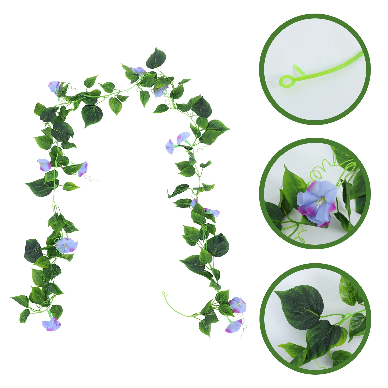 

2Pcs Artificial Hanging Morning Glory Vines Silk Garland Fresh Garden Balcony Fence Stairway Wedding Decor White