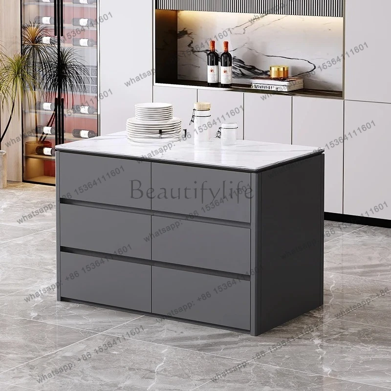 Kitchen Bar Partition Cabinet Light Luxury Solid Wood Sideboard Cooking Home Workbench