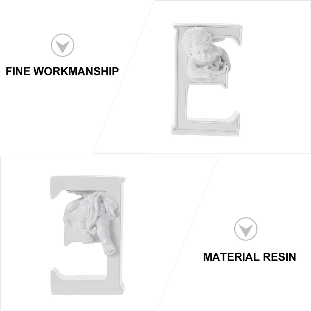 

Resin Craft Decor Home Alphabet Adornment White Vintage nament Desktop Resin Angel Modeling Durability Practical Fine