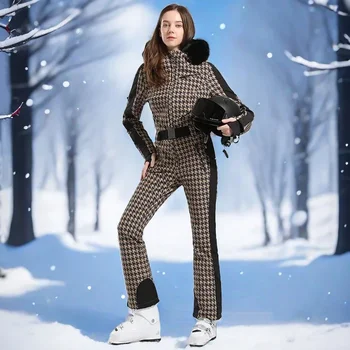 2025 novas mulheres terno de esqui uma peça conjuntos de neve de inverno ao ar livre à prova de vento à prova dwindproof água engrossado quente terno de neve snowboard wear macacão
