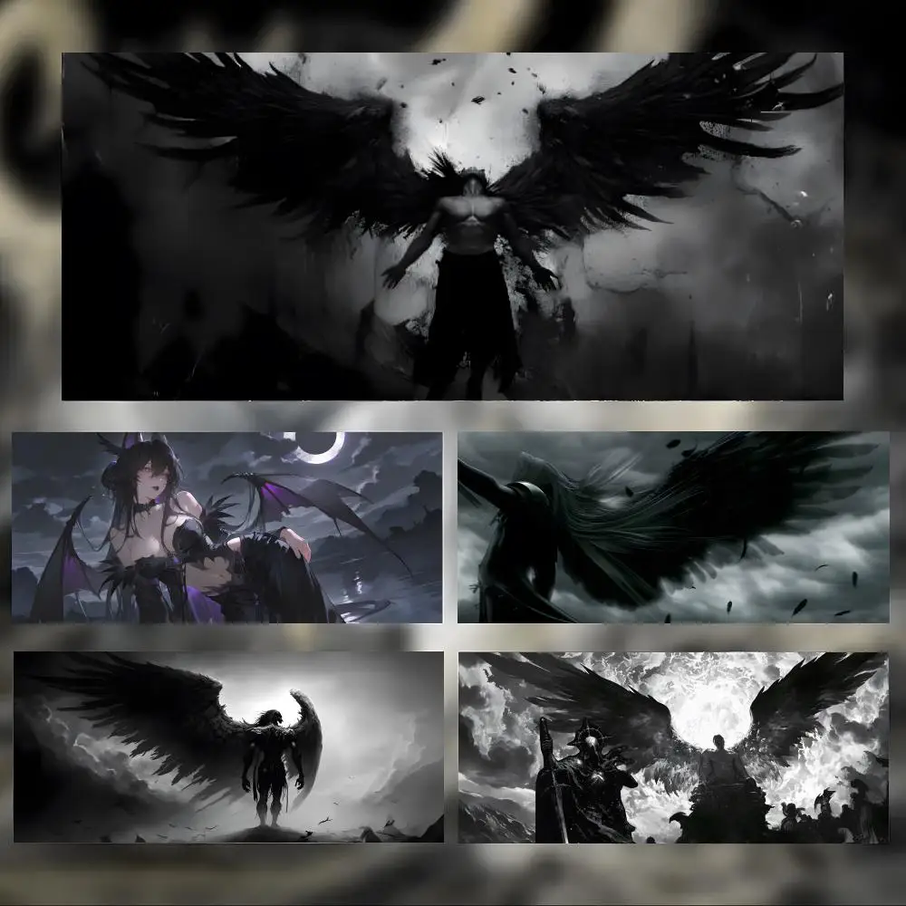 gothic artwork Fallen Angel Mouse Pad Large Thick Desk Pad Stitched Edges Gaming Mouse Mat for PC