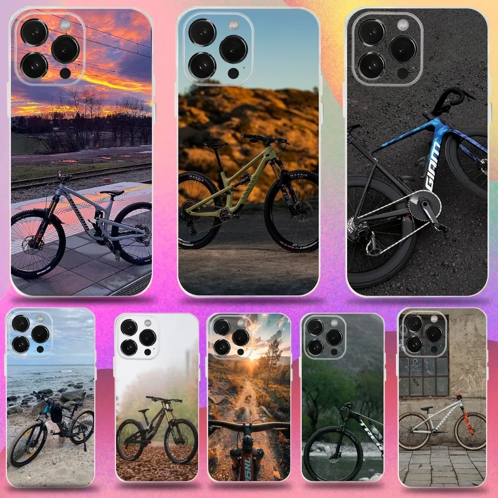 

MTB Mountain Bike Cycling Bicycle Phone Case For iPhone 16,15,14,13,12,11 Pro,Max,Plus,X,XS,XR,SE,Mini Transparent Silicone Soft