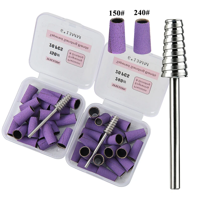 10/20pcs Premium Purple Tapered Nail Sanding Bands 150/240 Grit  for Acrylic Gel Nails Dead Skin Removal Cuticle Clean Nail Tool
