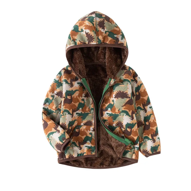 

2-6T Hooded Boys Jackets Coats Zipper Hot Selling Autumn Winter Children's Clothing Cartoon Print Cute Outwear Baby Wear