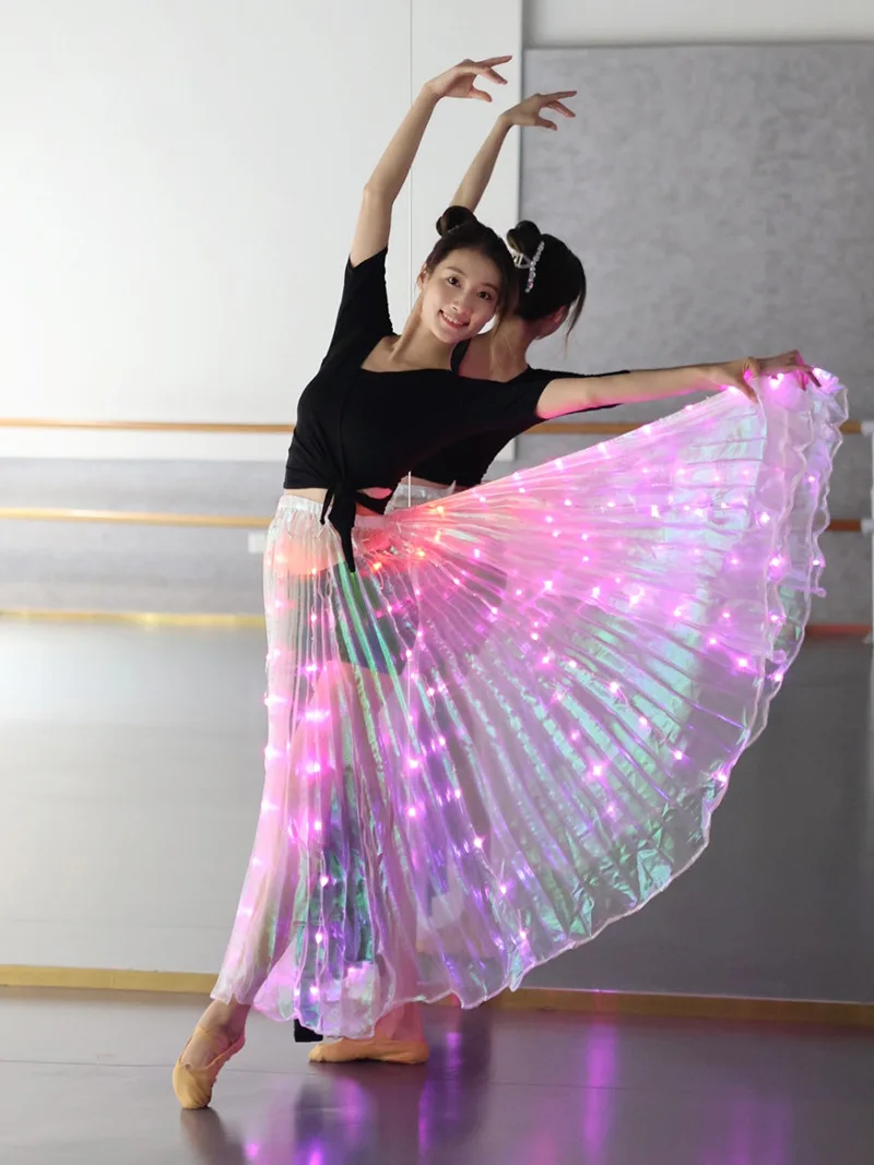 Vrouwen Jurk Licht Buikdans Led Dance Rok Performance Rekwisieten Performance Dancewear Dans Podiumkostuums Veranderen Van Kleur