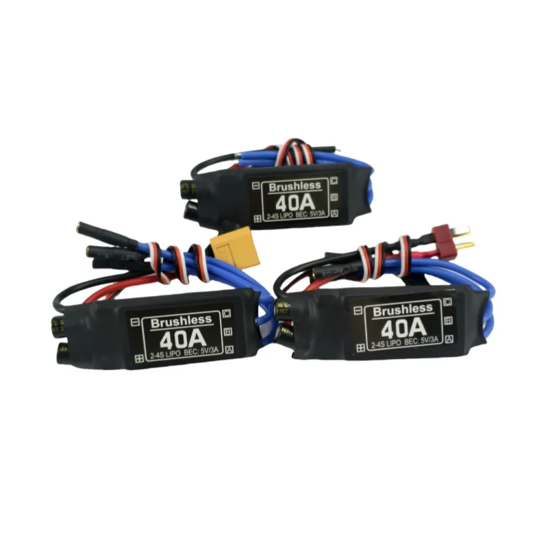 40A Brushless ESC Electric Adjustable High Efficiency Stable Built-In BEC for Fixed Wing Model Aircraft Power System Fit XT60 T
