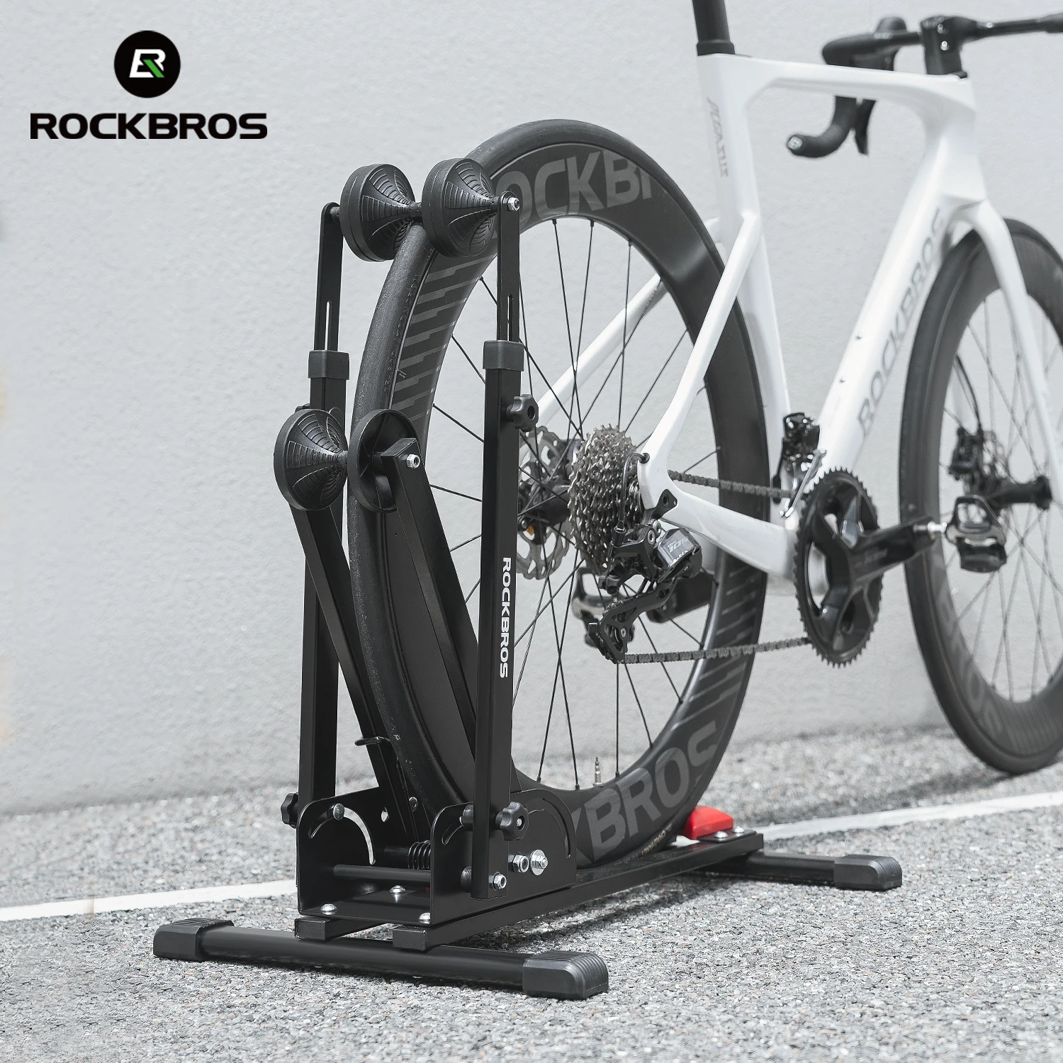 ROCKBROS Bicycle Parking Racks Double Poles Carbon Steel MTB Road Bike Foldable Bike Parking Racks Displaying Cycling Stands