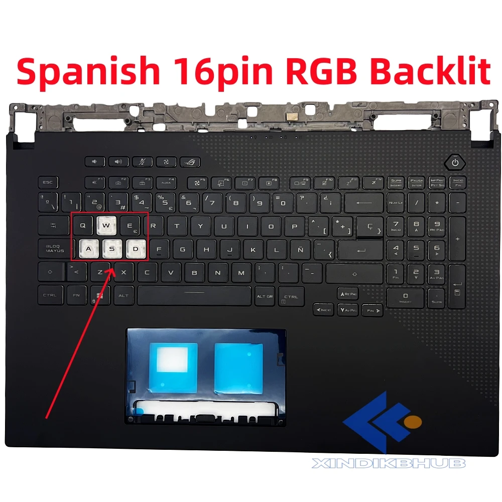 XIN-Russian/Spanish 16pin RGB Backlit Keyboard For ASUS ROG Stirx G17 G713 G713Q G713QE G713QR G713I G713QY 2021  Palmrest 17.3