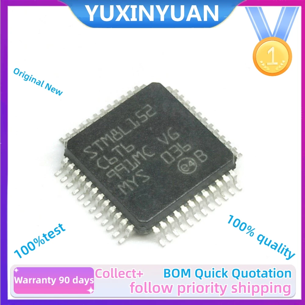 10PCS/LOT 100%NEw  STM8L152C6T6  8L152C6T6  LQFP48  8-bit IC MCU 8BIT 32KB FLASH  YUXINYUAN  IC in stock,100%test