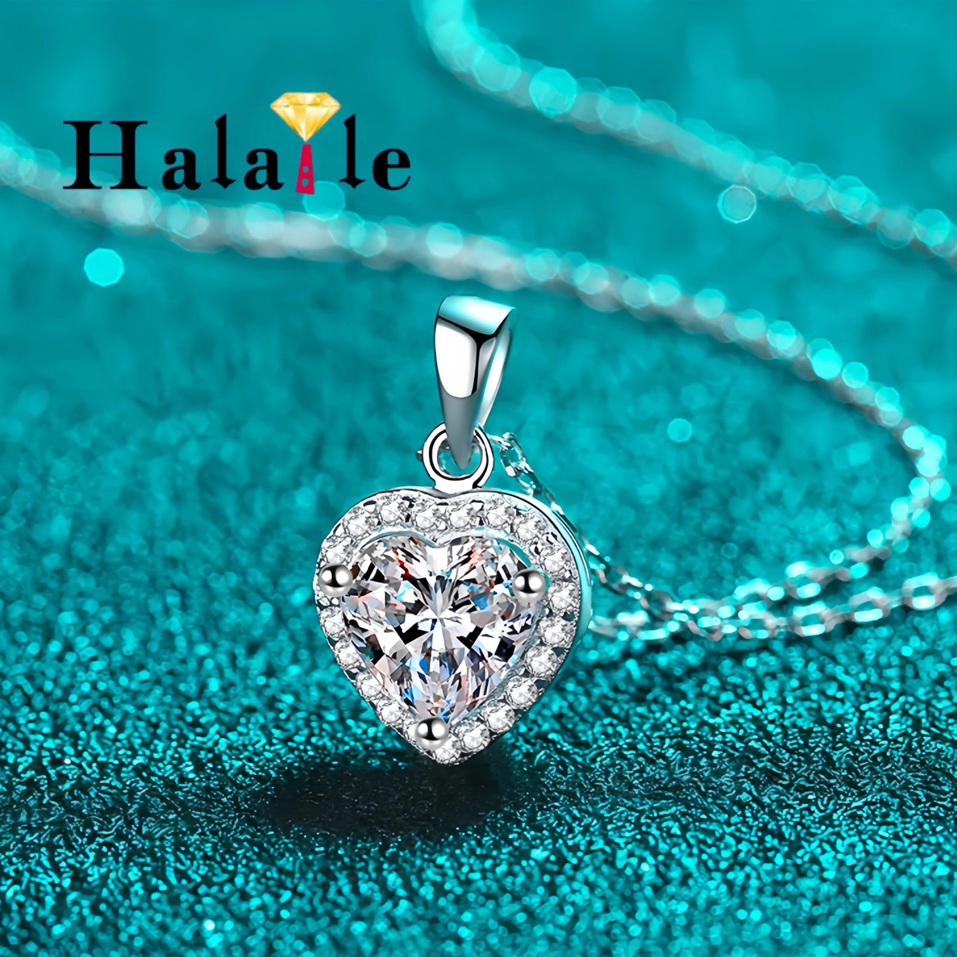 

Halaile D Цвет Муассанит Стерлингового Серебра S925 Любовь Сердце Кулон Ожерелье Шейная Цепочка Изящные Ювелирные Изделия Женский Модный Подарок