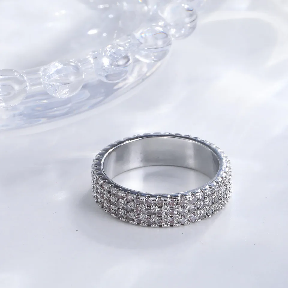 

Buyee 925 Sterling Silver Luxury Ring Light Full Zircon Ring Finger for Woman Man Party Wedding Fine Jewelry Circle