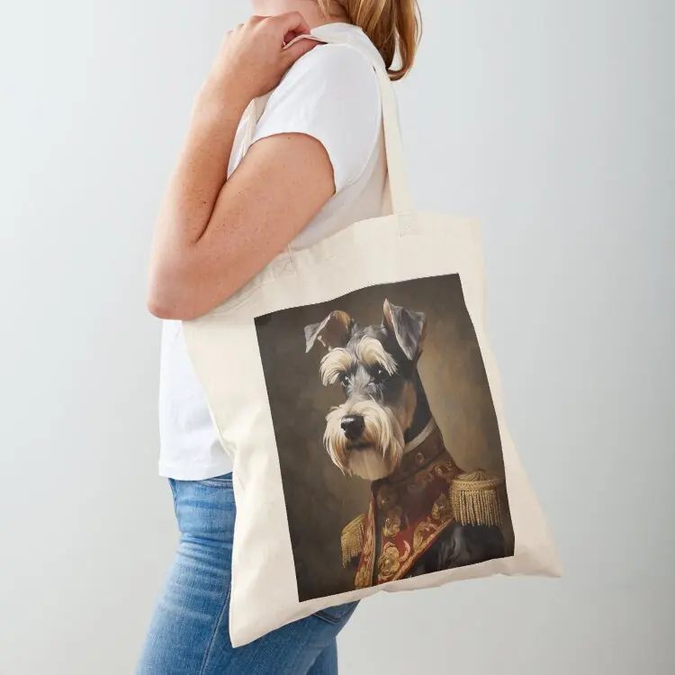 

Aristocratic Mini Schnauzer Portrait Art Tote Bag Women's beach bags hand bags large size bags shopping cart