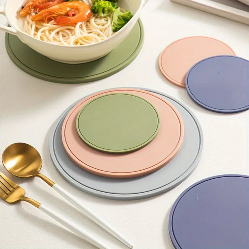 1/3PCS Silicone Pot Mat Heat Insulation Pad Silicone High Temperature Resistant Dining Table Anti-Scalding Pad Round and Simple