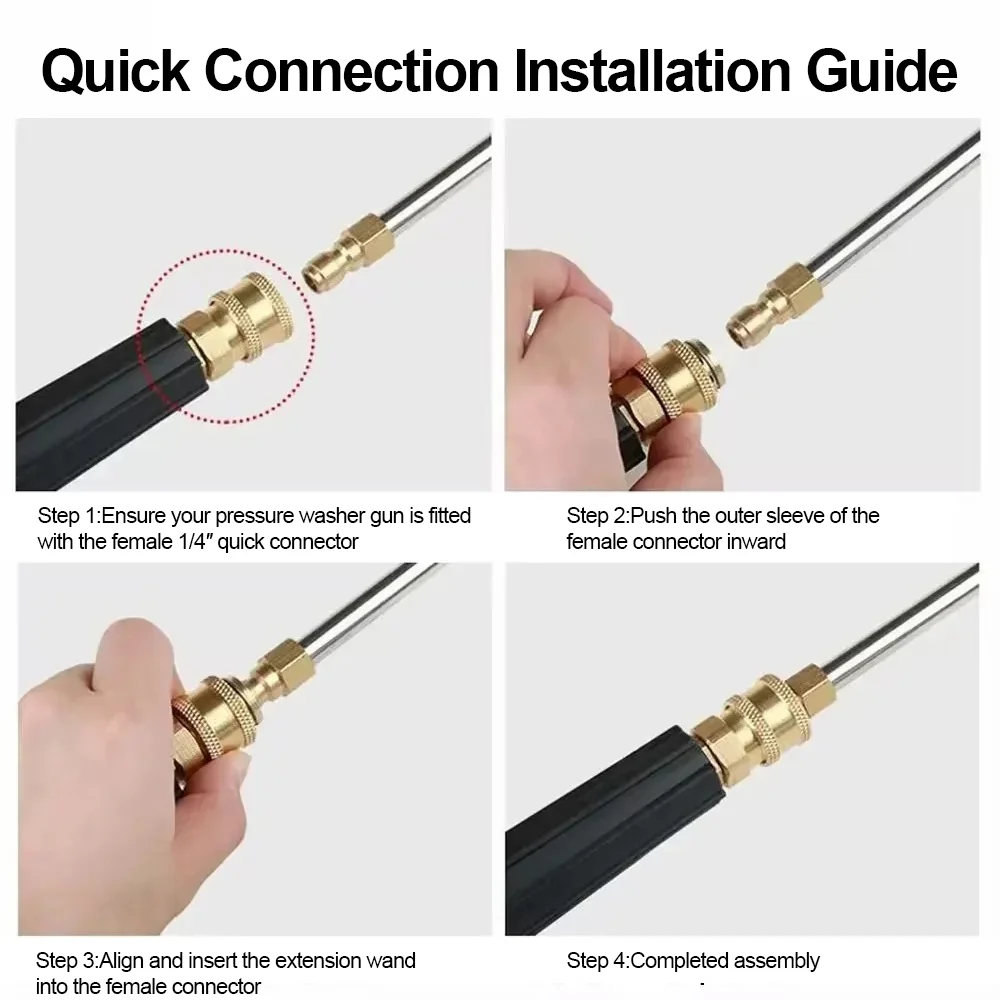 High Pressure Washer Curved Extension Wand 1/4′′ Quick Connect 30° 90° U-Shape Angled Lance For Roof Gutter Car Washing Cleaning