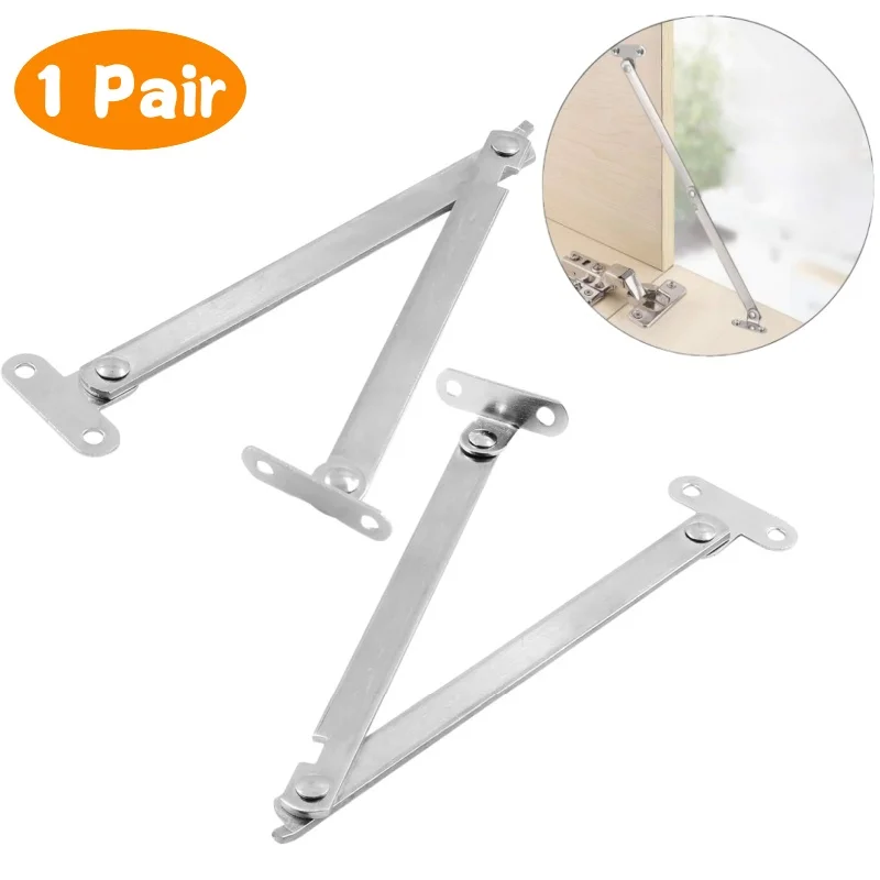 2pcs Stainless Steel Cabinet Cupboard Furniture Doors Close Lift Up Stay Support Hinge Folding 180° Kitchen Furniture hardware