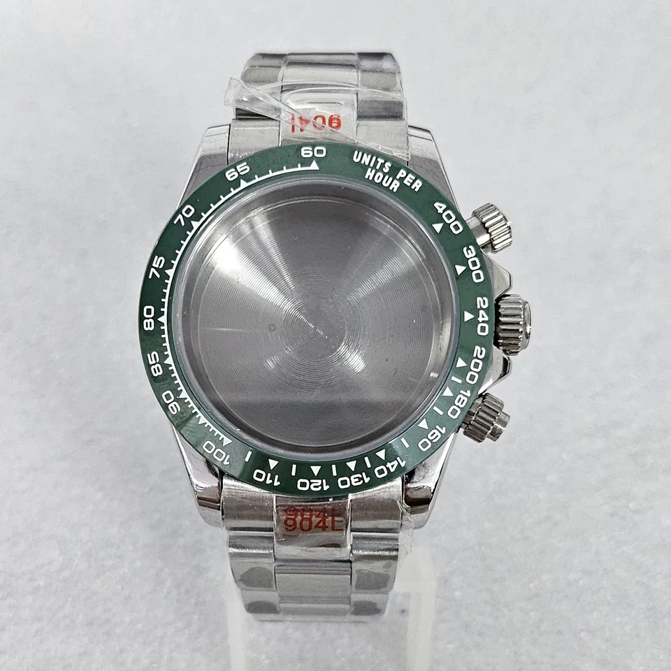 حافظة ساعة من الفولاذ المقاوم للصدأ 39 ملم + حزام مناسب لملحقات ساعة VK63 المعدلة لحركة الكوارتز VK63