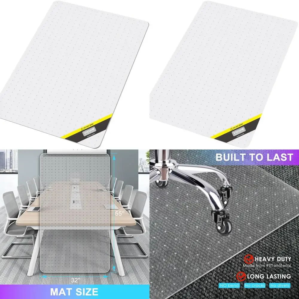 

Прозрачный жесткий коврик для стула 32 x 55 дюймов для ковровых полов, легкий рулон, противоскользящая защита для офисных стульев