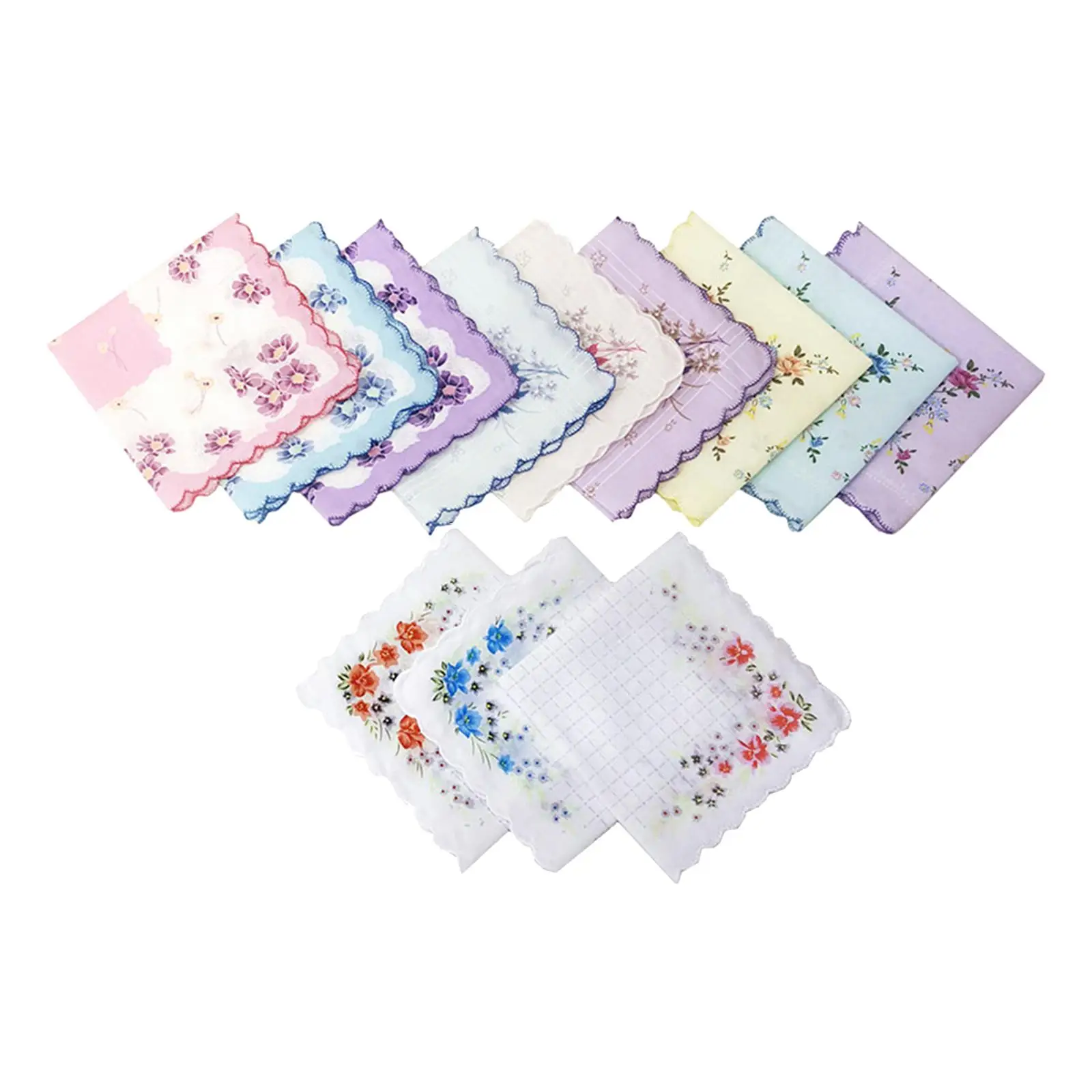 Womens Handkerchiefs Soft Colorful Square Floral Print Elegant Mixed Style and Color Hankies for Party Wedding Favors 12\