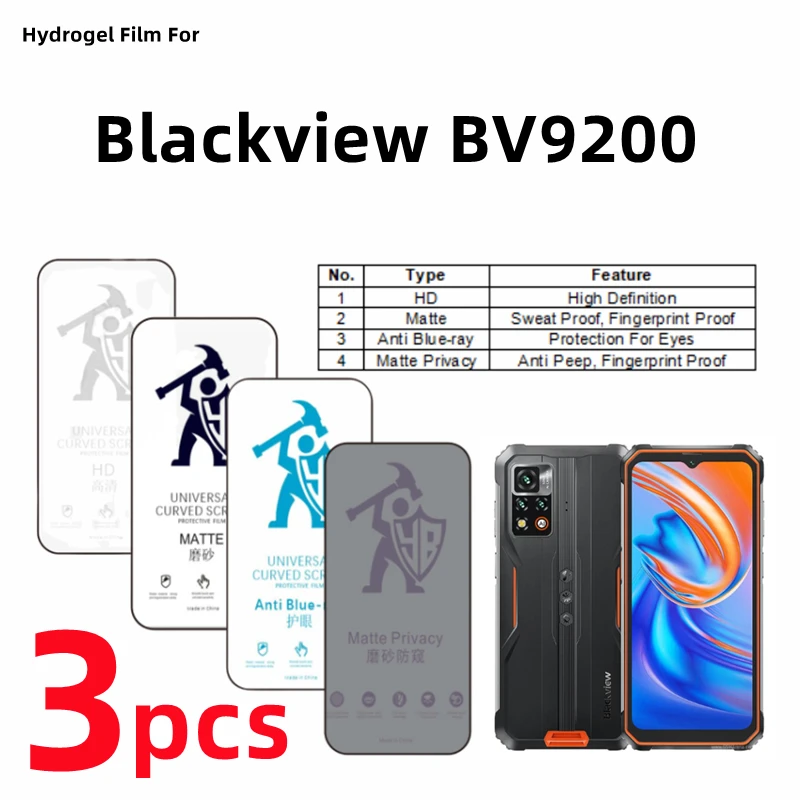 3pcs HD Hydrogel Film For Blackview BV9200 Matte Screen Protector For Blackview BV9200 Eye Care Blueray Anti Spy Protective Film