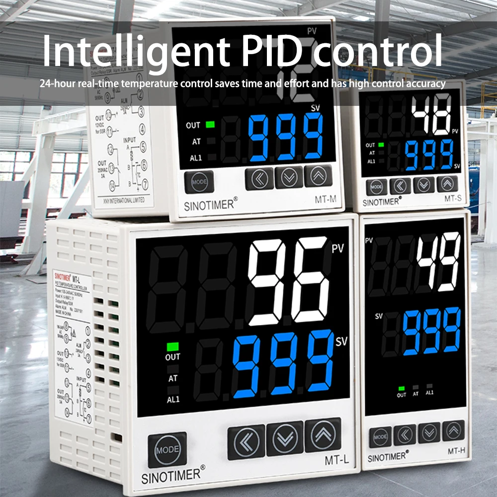 100-240V AC Digital PID Temperature Controller Relay/SSR Output + K/E/J/N Thermocouple Four Input Mode for Heating Machines Tool