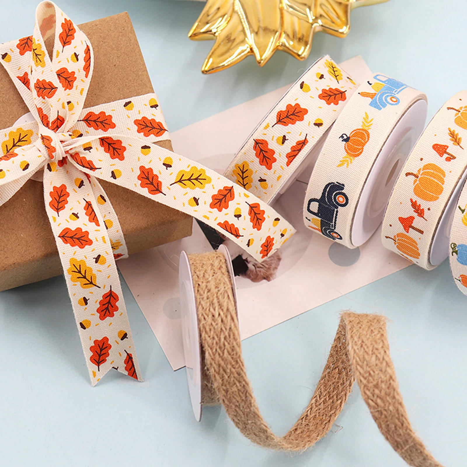 

5 Rolls Pumpkin Truck Decoration Ribbon Wreath Decorations DIY Party Crafting Supplies Thanksgiving