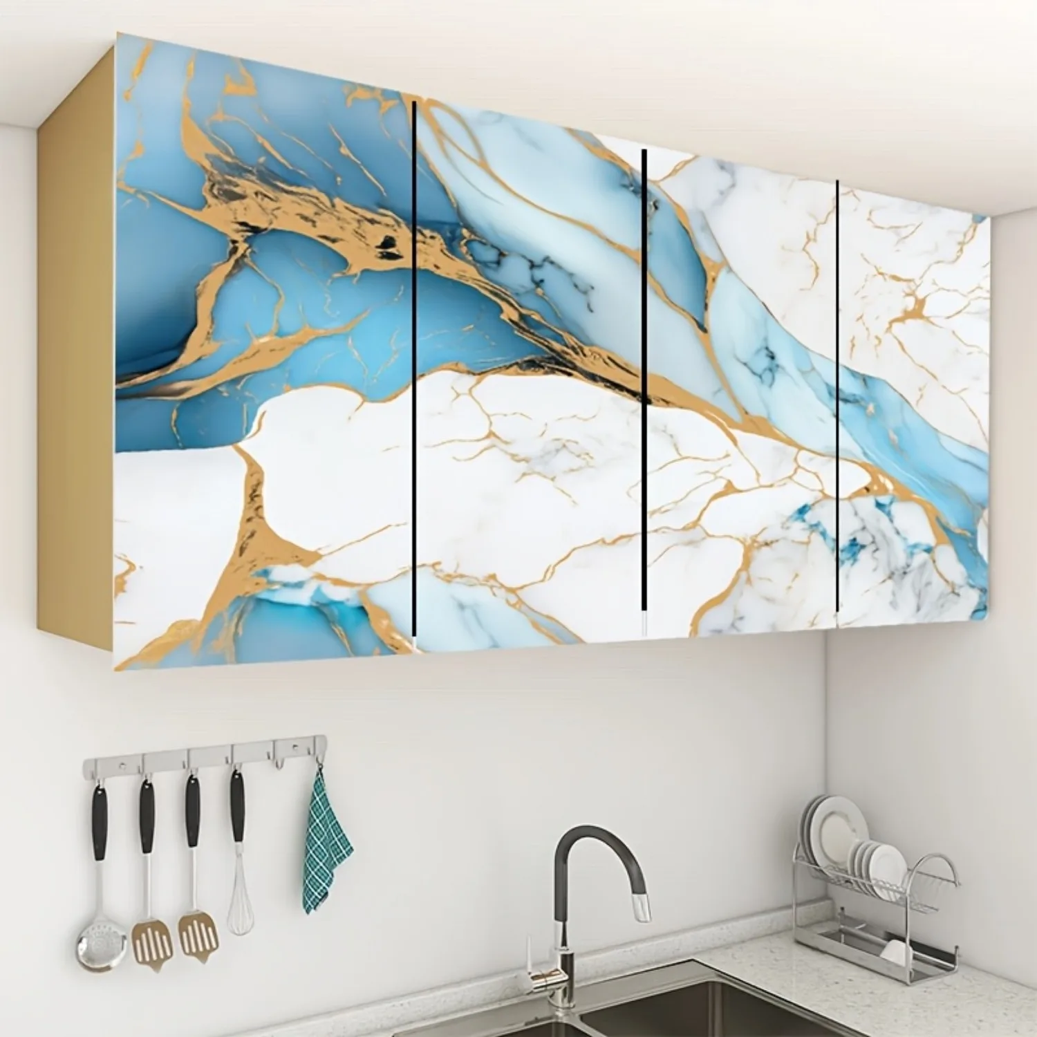 

Самоклеящаяся водонепроницаемая маслостойкая пленка из алюминиевой фольги 8М для обновления кухонных шкафов и столешниц, с эффектом мрамора