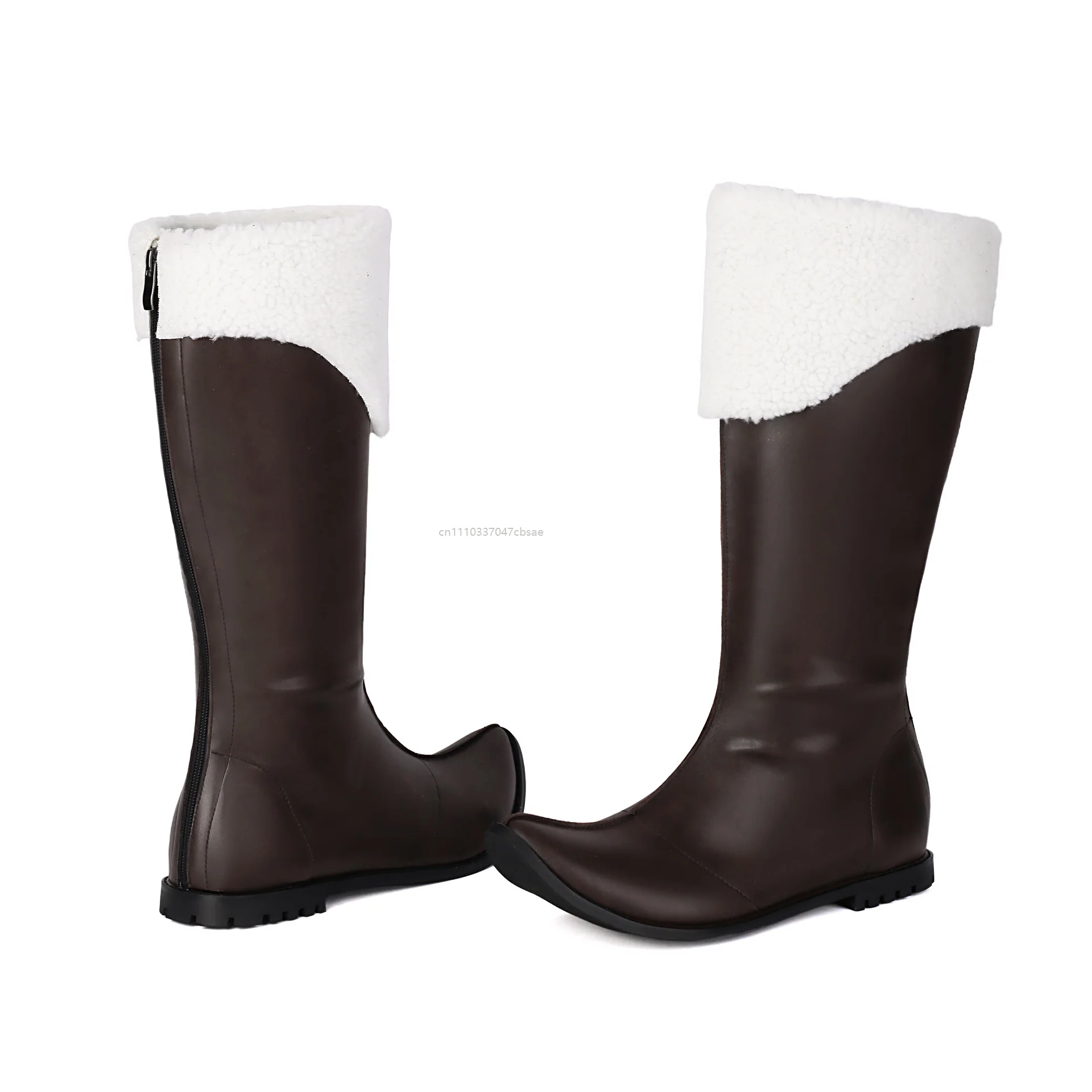 Renaissance Medieval Pirate Boots Mixed Color Pu Leather Fur Lined Boot Gothic Knight Cosplay Costume Pointed Toe Shoes 2026 4