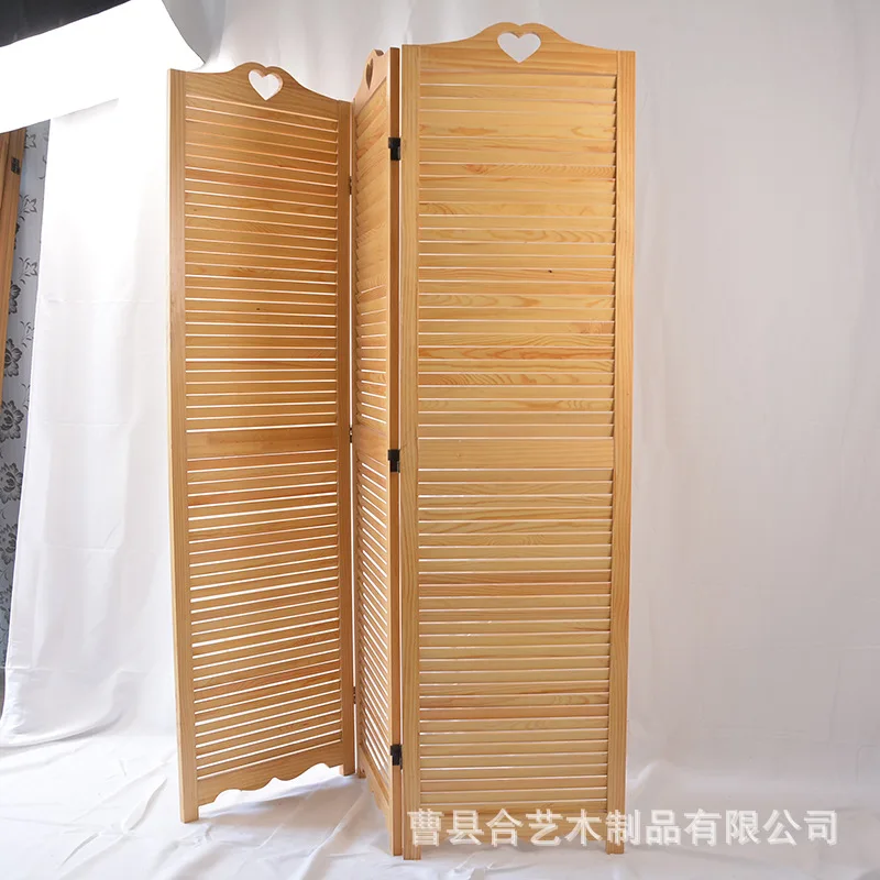 Simple wooden screen partition wall folding porch folding mobile living room simple barrier curtain block bed can be added