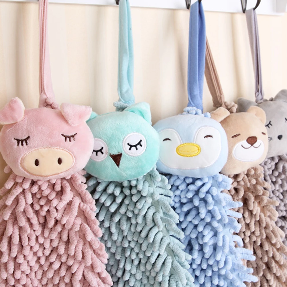 

Hanging Square Thickened Creative Hand Towels Bathroom Kitchen Super Absorbent Microfiber Soft Dishwashing Rags Grey Hand Towels